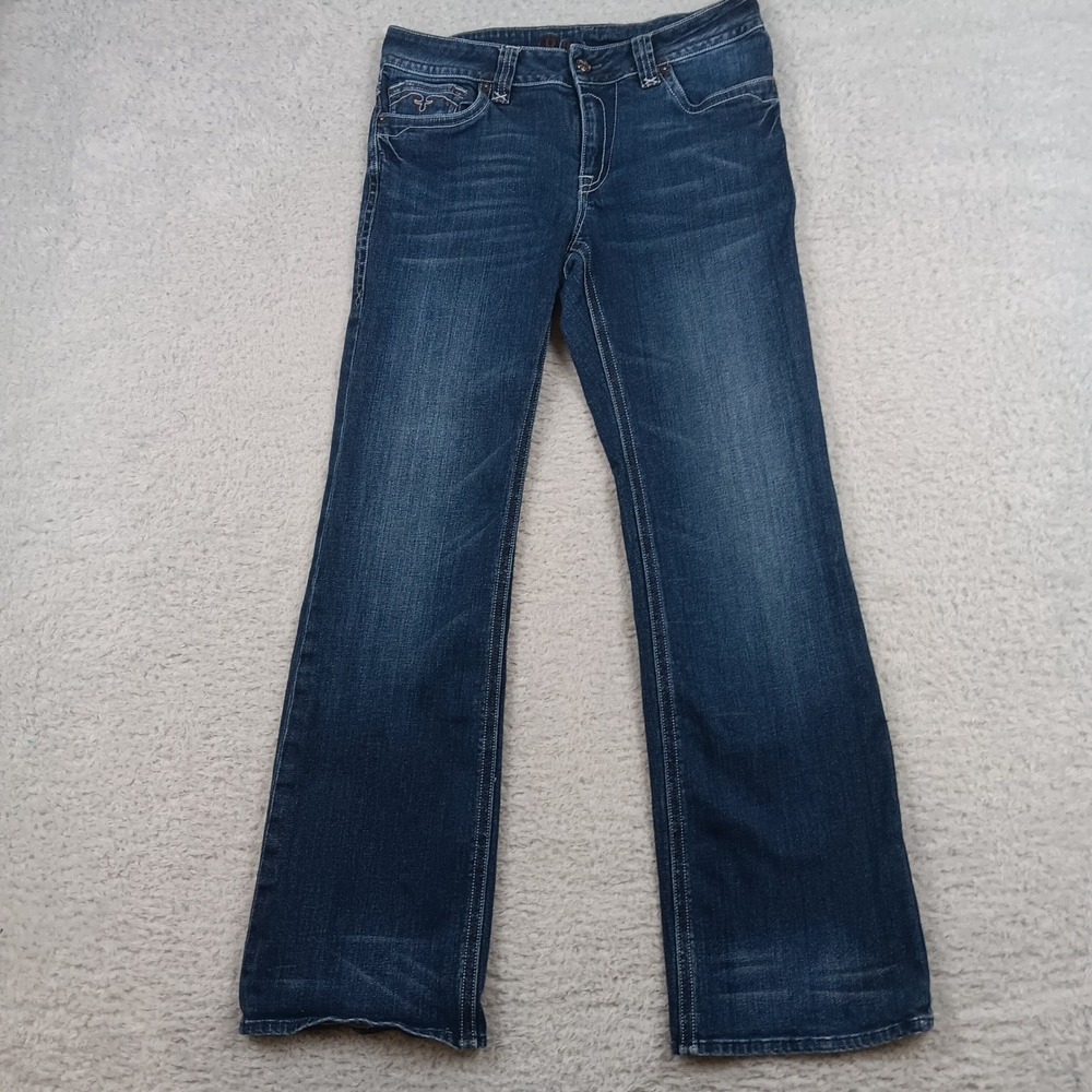 Reba Bootcut Jeans Women 8 Blue Embroidered Stretch Denim